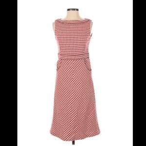 Et Puit Place Japanese designer a line midi dress in a red houndstooth, 3